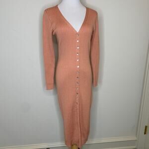 Heartloom Revolve Burnt Orange Button Front Sweater Dress Sz Small